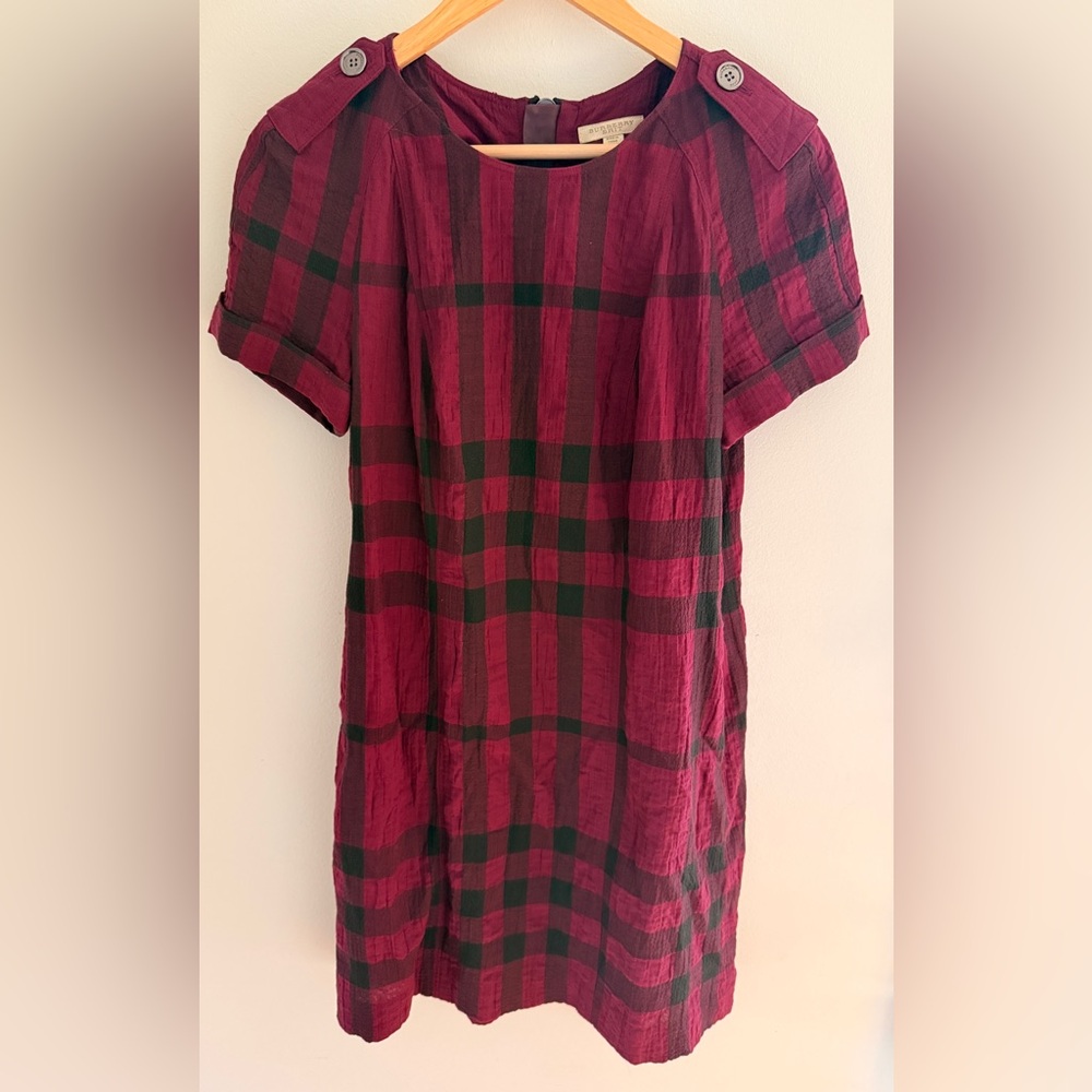 Burberry Brit Burgundy Plaid Dress